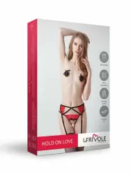 Фривольный пояс для чулок с красным кружевом (Hold on love)L/XL