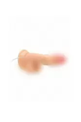 Реалистичный фаллоимитатор Shots toys Vibrating Realistic Cock With Scrotum, с мошонкой, с пультом Д/У, 15 см, 10 режимов
