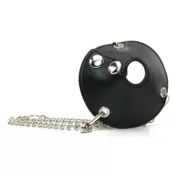 Кожаная утяжка для мошонки Parachute Ball Stretcher с цепочками – черный