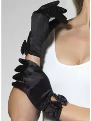 Короткие атласные перчатки с бантиками Леди (Fever) – черный