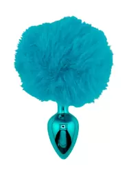 Голубая анальная пробка с голубым заячьим хвостиком, размер S, Kanikule