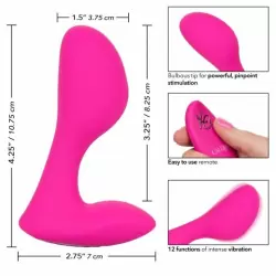 Компактный стимулятор CalExotics Silicone Remote G Spot Arouser, 10,75 см, с пультом Д/У, 12 режимов, силикон, розовый