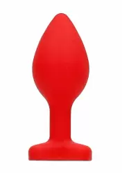 Анальная пробка из силикона Diamond Heart Butt Plug - Large - Red