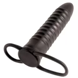 Насадка Ribbed Double Trouble на пенис для двойного проникновения – черная