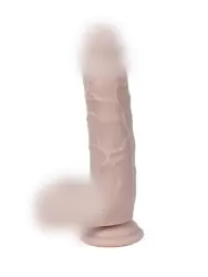 Реалистичный фаллоимитатор Real Basic, с мошонкой, 21,5 см, силикон, телесный