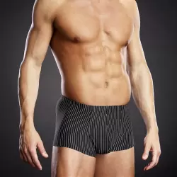 Транк-боксеры BlueLine из микрофибры в черно-белую полоску – L/XL