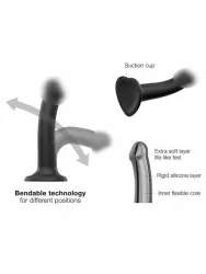 Реалистичный фаллоимитатор Strap-On-Me Dildo Dual Density Semi-Realistic, гнущийся, 17 см, черный