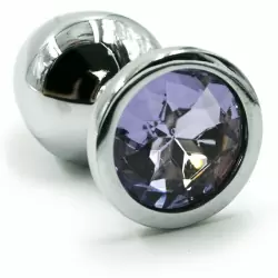 Средняя алюминиевая анальная пробка Kanikule Medium с кристаллом – серебристый с лавандовым