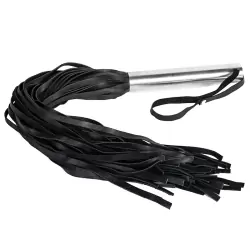 Плеть кожаная Leather Whip Metal с металлической рукоятью – черная