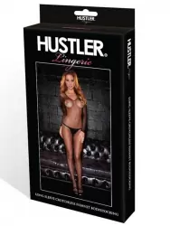 Кэтсьюит в мелкую сетку Hustler с длинным рукавом – черный