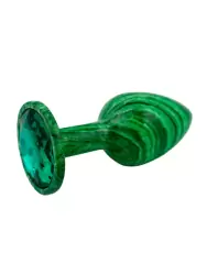 Анальная пробка Kanikule, с ограничителем в форме кристалла, размер S, зеленая