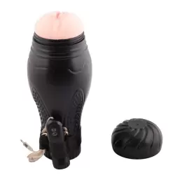 Мастурбатор вагина в колбе Pink Lady с вибрацией – телесный