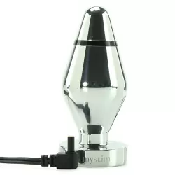 Малая анальная пробка Little John S с электростимуляцией – серебристый