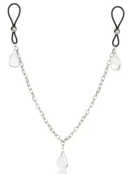Зажимы на соски Chain Jewelry - Crystal на цепочке с подвесками – прозрачный