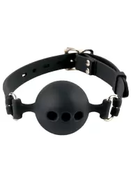 Кляп с отверстиями для дыхания Silicone Breathable Ball Gag, диаметр 3,8 см, силикон, черный