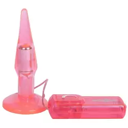 Анальная пробка Clear Butt Plug Small с вибрацией – розовая