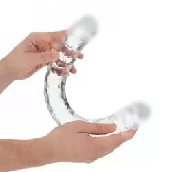 Реалистичный фаллоимитатор Shots toys, 45 см, двусторонний, прозрачный