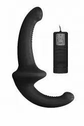 Безремневой вибрострапон Vibrating Silicone Strapless Strapon, с пультом Д/У, 10 режимов, черный