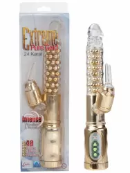 Вибромассажер Хай-Тек Extreme Pure Gold Dual Stim с ротацией – золотистый