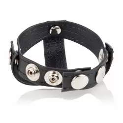 Кожаная утяжка на пенис с разделителем мошонки Colt C/B Strap H-Piece Divider – черный