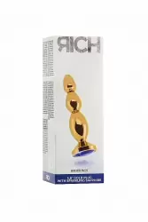 Золотая анальная пробка с сапфировым кристаллом Gold Plug - Purple Sapphire  17,6 см.