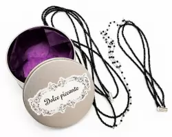 Серебристое колье на тело ручной работы с черным агатом Dolce Piccante Monika - M