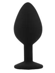 Средняя силиконовая анальная пробка Kanikule Medium с кристаллом – черный с прозрачным