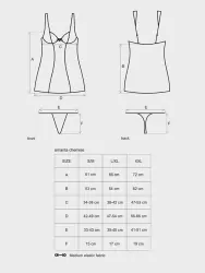 Черная полупрозрачная сорочка с голубым кружевом по бокам и стринги Amanta (Obsessive) – S/M