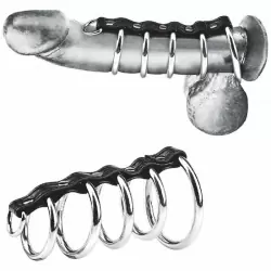 Хомут на пенис с 5 металлическими кольцами Blueline Gates Of Hell - чёрный