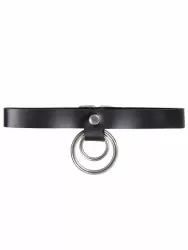 Чокер-ошейник Pecado BDSM, кольцо в кольце, натуральная кожа, чёрный