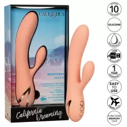 Гладкий вибратор-кролик MONTEREY MAGIC с движениями клиторального отростка, 13 режимов, силикон, оранжевый