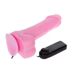 Вибратор-реалистик Dong на присоске с вибрацией и ротацией – розовый