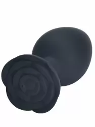 Анальная пробка Kanikule, с ограничителем в форме розочки, размер S, черная