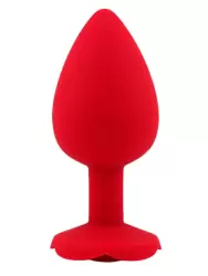 Силиконовая анальная пробка Kanikule Red Rose с ограничителем в форме розочки, 10 см х 4,5 см, красный, Large