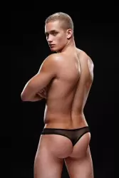 Черные тонги, трусы мужские - L/XL