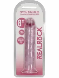 Реалистичный фаллоимитатор RealRock Straight Realistic, 20 см, ТПЕ, прозрачный розовый