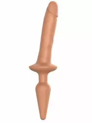 Реалистичный фаллоимитатор Strap-On-Me Switch Plug-In Realistic, двусторонний, с анальной пробкой, размер S