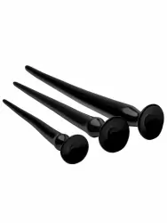 Набор больших анальных стимуляторов Hosed, 3 размера, ПВХ, черный