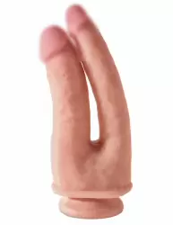 Фаллоимитатор двойного проникновения King Cock Plus Dual Density на присоске – телесный