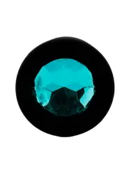 Средняя силиконовая анальная пробка Kanikule Medium с кристаллом – черный с голубым