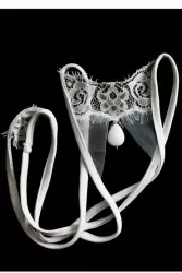 Белые кружевные трусики ручной работы Dolce Piccante Goccia с доступом - S