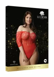 Боди Presents Rhinestone Off Shldr Body Plus size (красный) со стразами на рукавах
