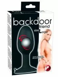 Гладкая анальная пробка Backdoor Friend, со смещенным центром тяжести, 12 см, силикон, черный