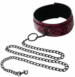 Ошейник с поводком TOYFA Theatre с 3D эффектом – красный с черным