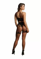 Эротический комплект из бра и высокими трусиками с гартерами. - S/XL