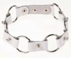 Ошейник с кольцами и шипами White
