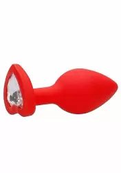 Анальная пробка из силикона Diamond Heart Butt Plug - Large - Red