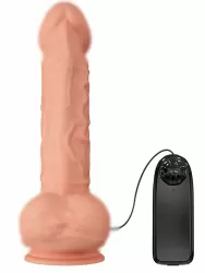 Реалистичный фаллоимитатор Baile, 26 см, ТПР, с проводным пультом, телесный