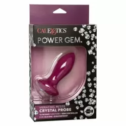 Анальная вибропробка Power Gem Vibrating Petite Crystal Probe, с белым кристаллом, 9,5 см, фиолетовая