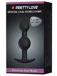 Анальная втулка Pretty Love, со смещённым центром тяжести, 11 см, силикон, черный